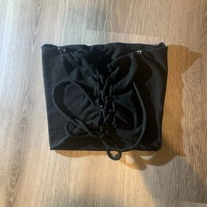 small tubeless crop top , cross string tie for back